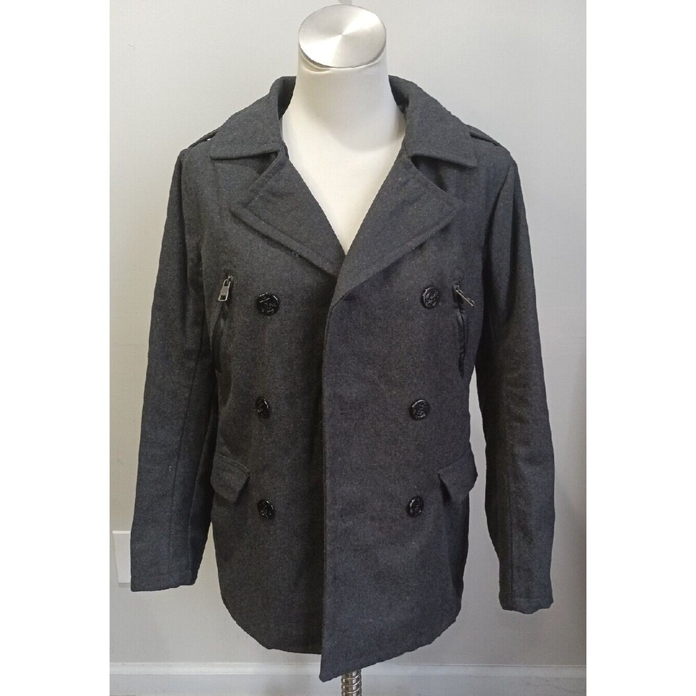 Urban Republic 2008 Women's Gray Pea Coat Size Small Anchor Buttons